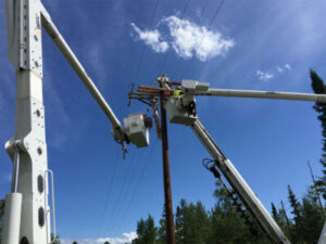 Blue sky and utility construction machine